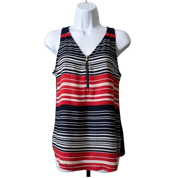 Express Red White & Blue Navy Tank Top with Zipper - Picture 1 of 6